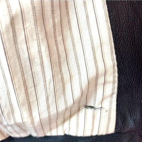 Mike & Chris Black Leather Jacket 3/4 Sleeve Wide Lapel Cropped Moto Size S - Picture 14 of 15